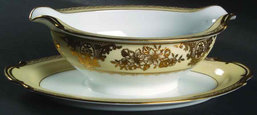 Goldlinda Gravy Boat with Attached Underplate by Noritake-1