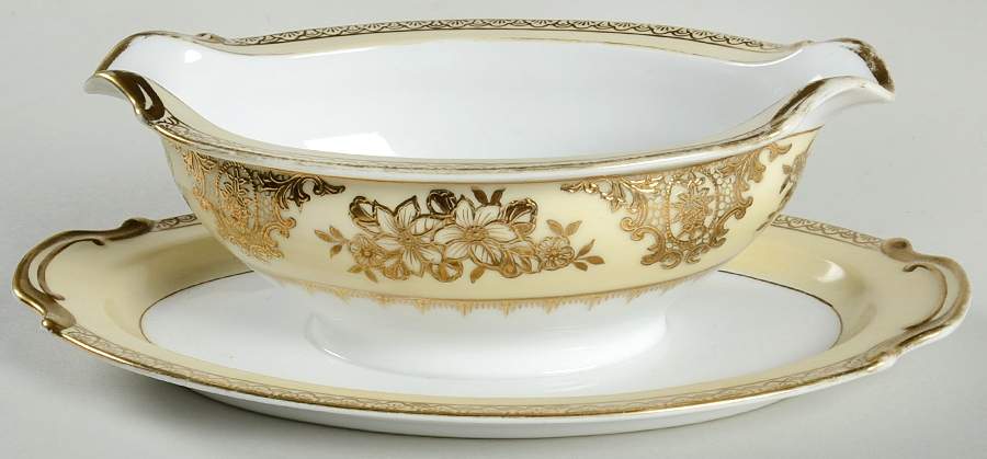 Goldlinda Gravy Boat with Attached Underplate by Noritake-1