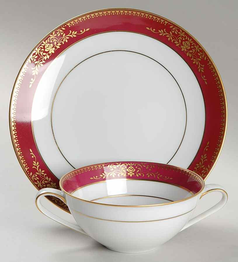 Goldmere Flat Cream Soup Bowl & Saucer Set by Noritake-1
