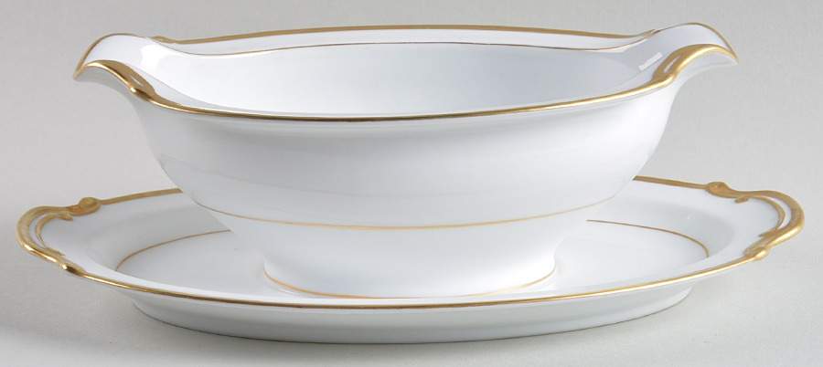 Goldray Gravy Boat with Attached Underplate by Noritake-1