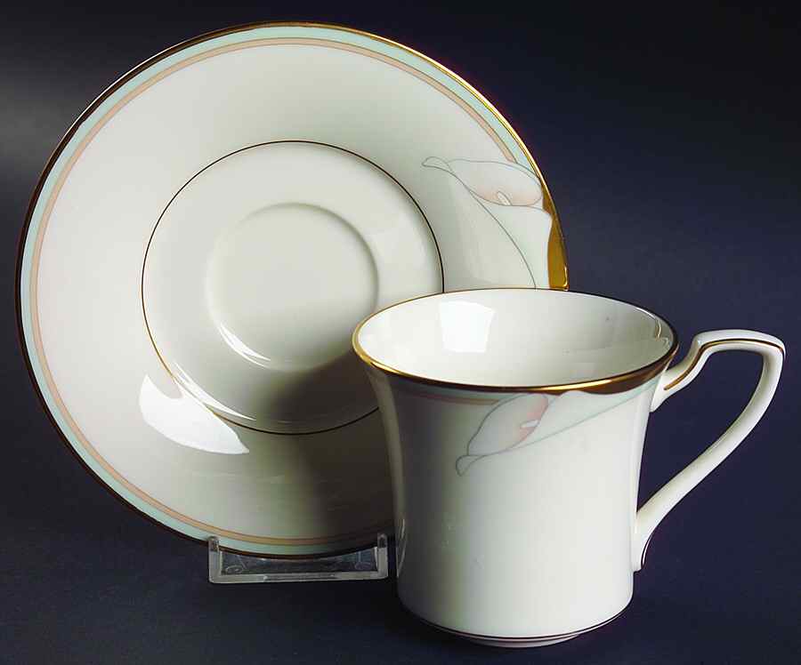 Golden Lily Flat Cup & Saucer Set by Noritake-1