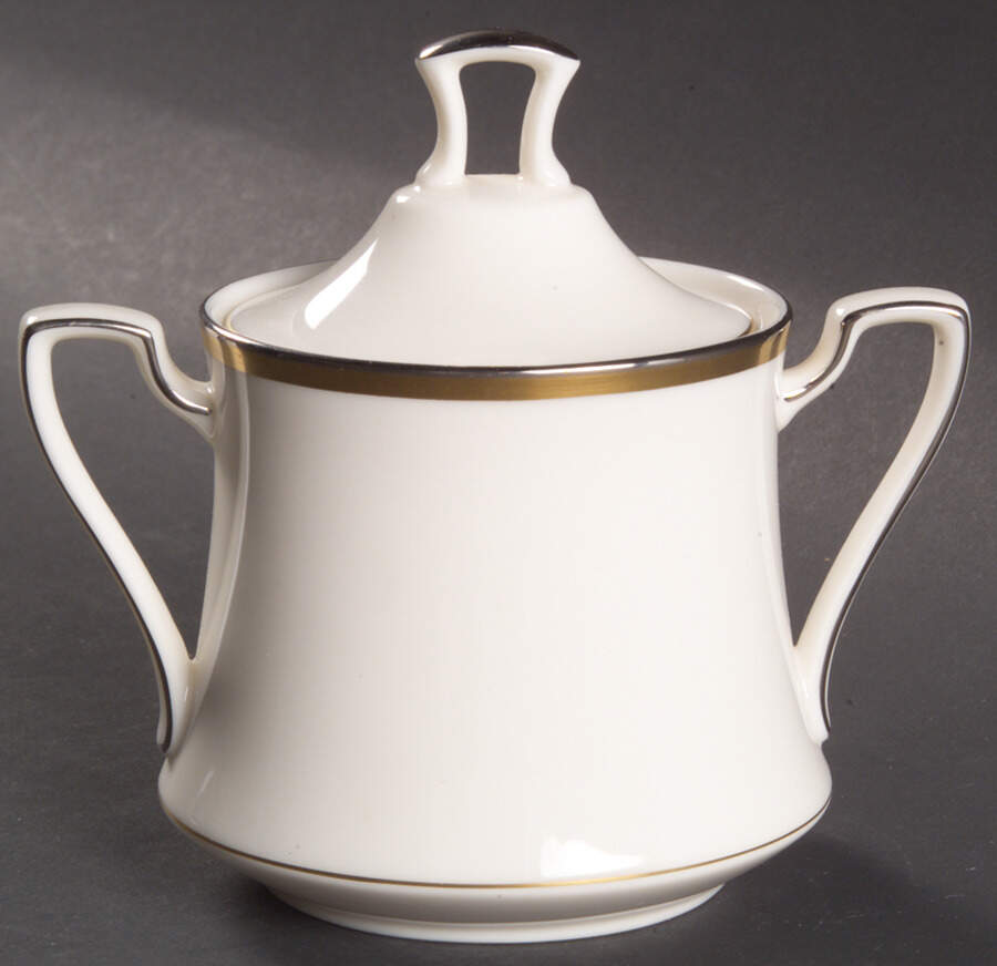 Gold and Platinum Oval Sugar Bowl & Lid by Noritake-1