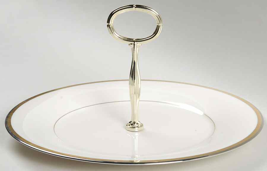 Gold and Platinum Round Serving Plate with Handle (DP) by Noritake-1