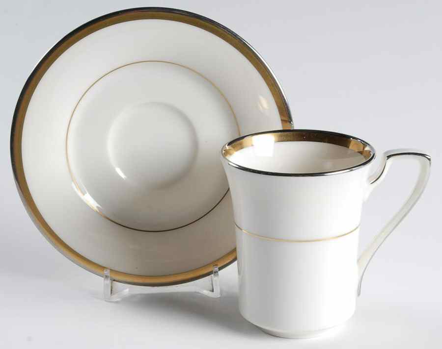 Gold and Platinum Flat Demitasse Cup & Saucer Set by Noritake-1