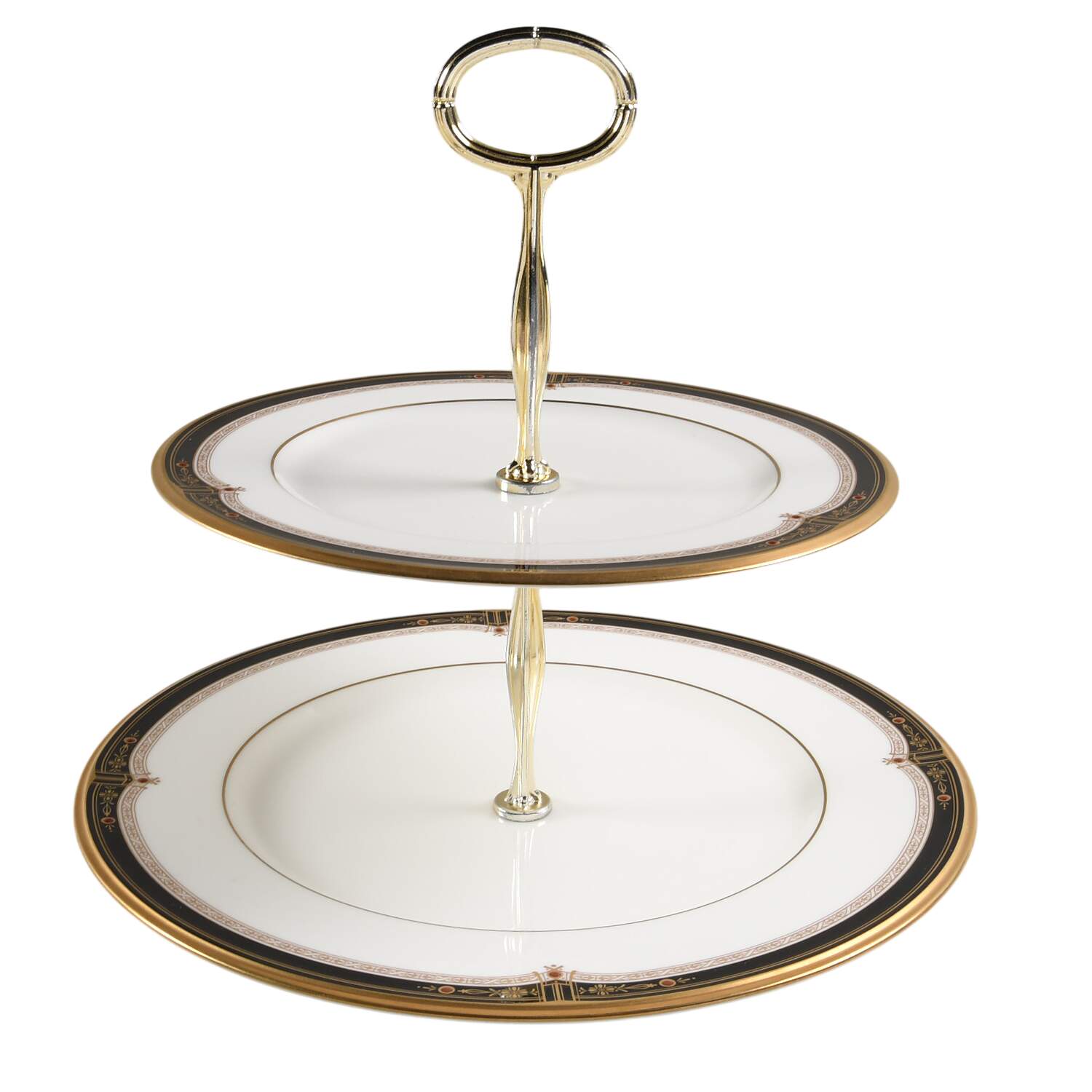Gold and Sable 6 5/8"-10"  2 Tiered Serving Tray (Dp, Sp) HC by Noritake-1
