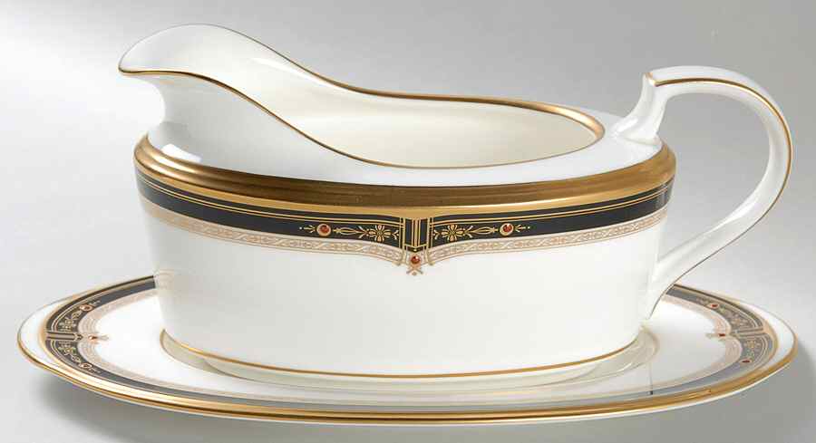 Gold and Sable Gravy Boat & Underplate (Relish/Butter) by Noritake-1
