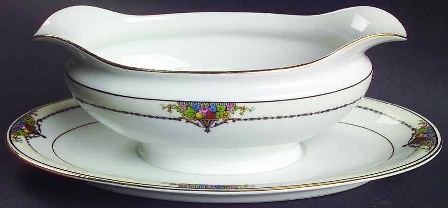 Gotham (Gold) Gravy Boat with Attached Underplate by Noritake-1