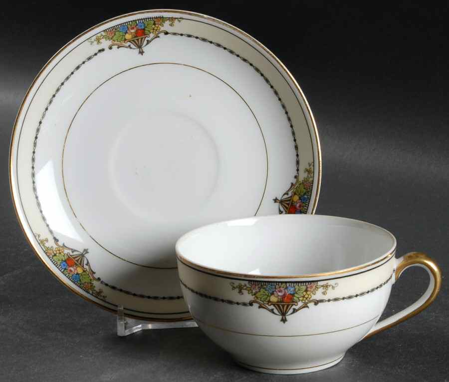 Gotham (Gold) Flat Cup & Saucer Set by Noritake-1