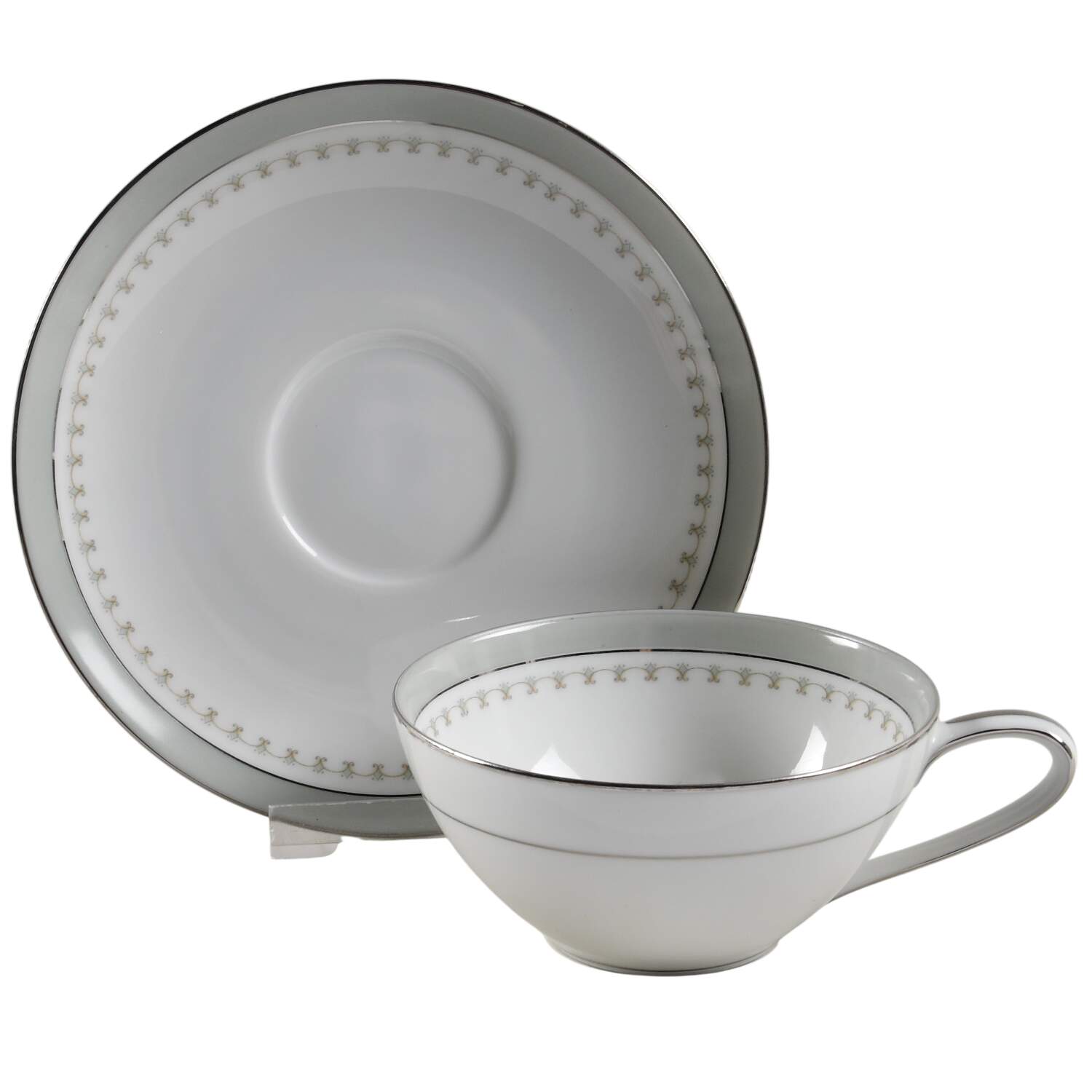 Gotham (Platinum) Flat Cup & Saucer Set by Noritake-1