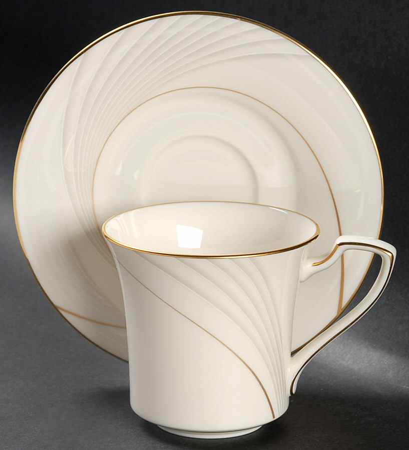 Golden Tide Flat Cup & Saucer Set by Noritake-1