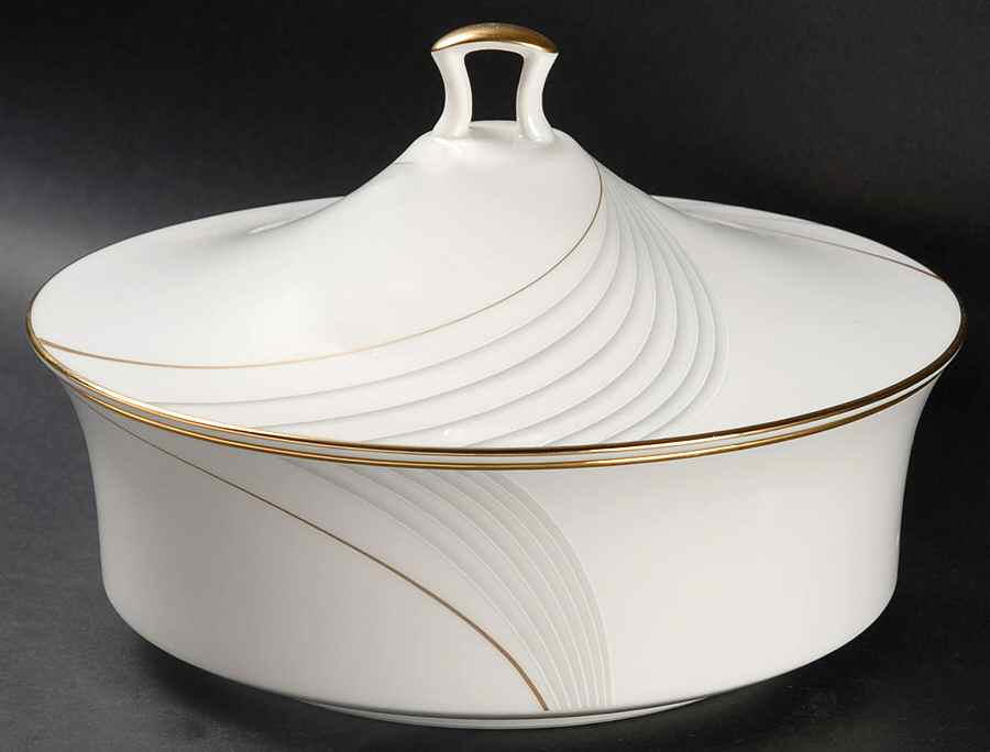 Golden Tide Large Round Covered Vegetable by Noritake-1