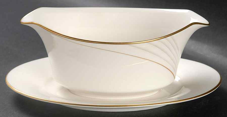 Golden Tide Gravy Boat with Attached Underplate by Noritake-1