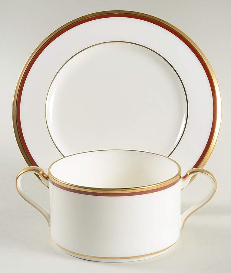 Golden Tribute Cream Soup Bowl & Bread Plate/Saucer Set by Noritake-1