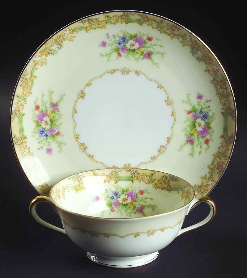 Gramatan Footed Cream Soup Bowl & Saucer Set by Noritake-1