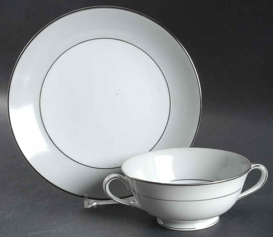 Grayburn Footed Cream Soup Bowl & Saucer Set by Noritake-1