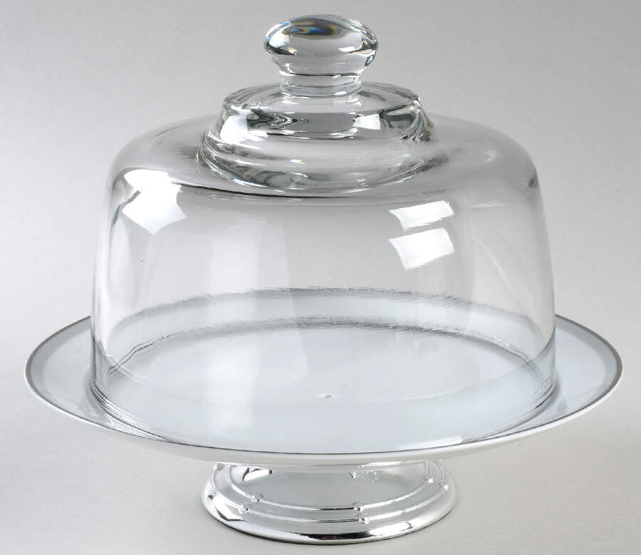 Graytone 6 1/2"-7 1/2" Footed Cheese Plate w/ Glass Dome HC by Noritake-1
