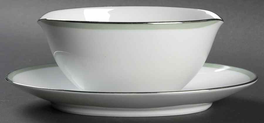 Greentone Gravy Boat with Attached Underplate by Noritake-1