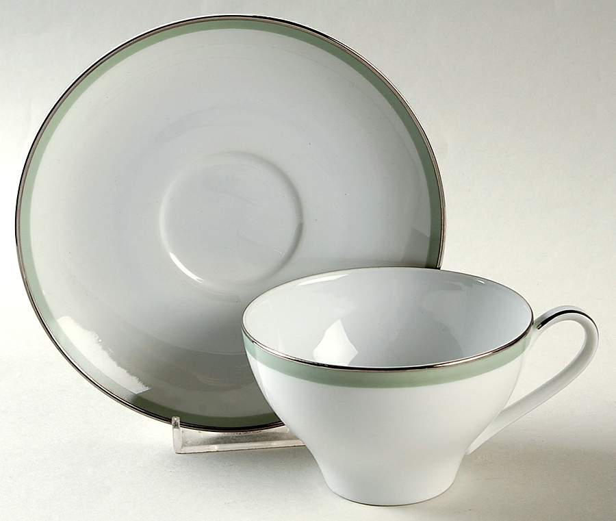 Greentone Flat Cup & Saucer Set by Noritake-1