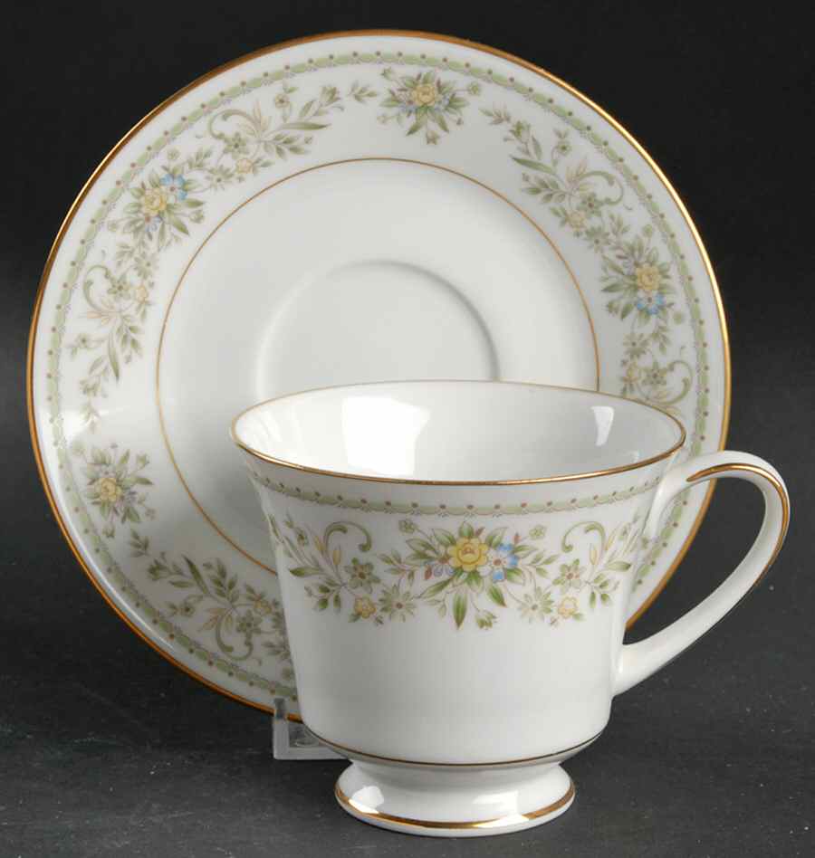 Green Hill Footed Cup & Saucer Set by Noritake-1