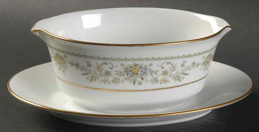 Green Hill Gravy Boat with Attached Underplate by Noritake-1