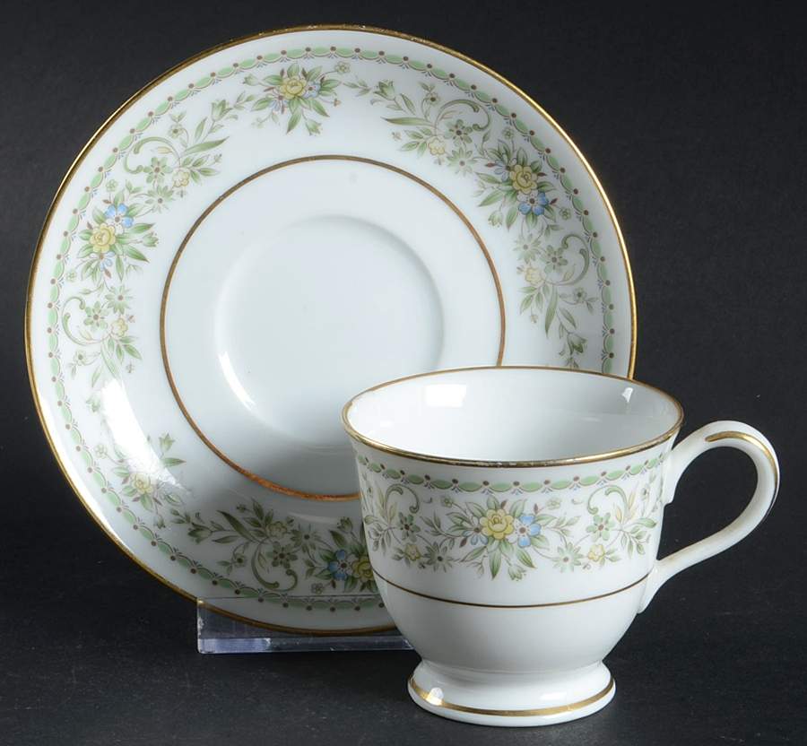Green Hill Footed Demitasse Cup & Saucer Set by Noritake-1