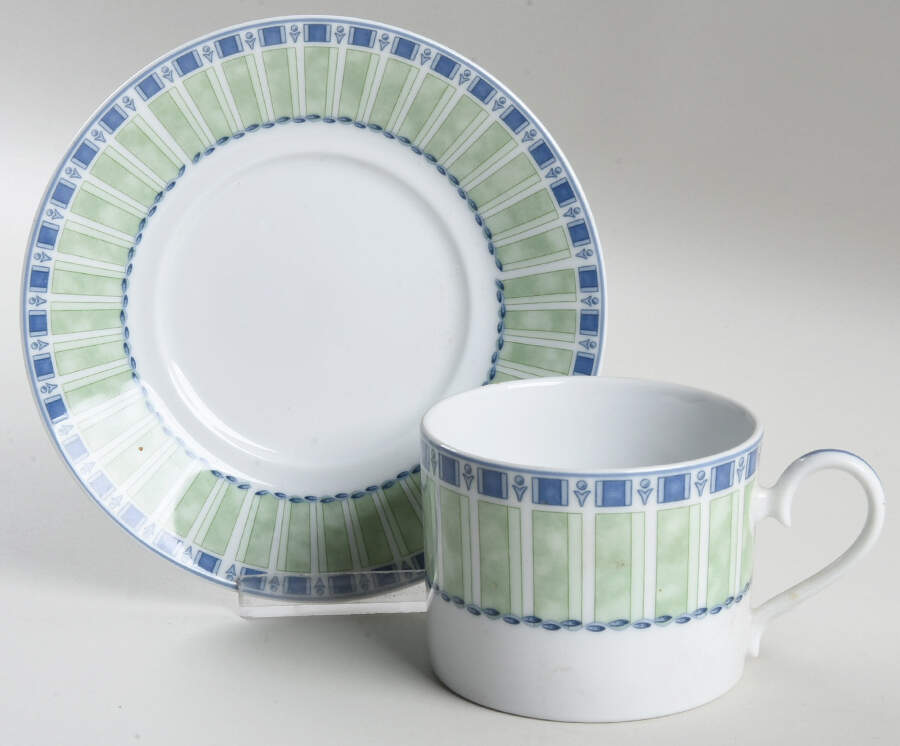 Green Icicle Flat Cup & Saucer Set by Noritake-1