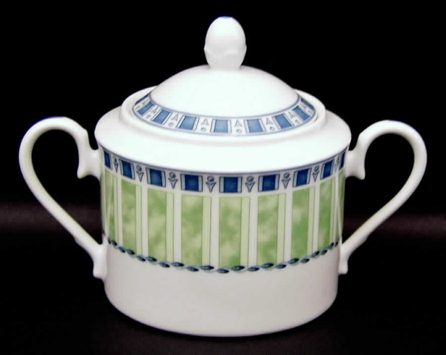 Green Icicle Sugar Bowl & Lid by Noritake-1