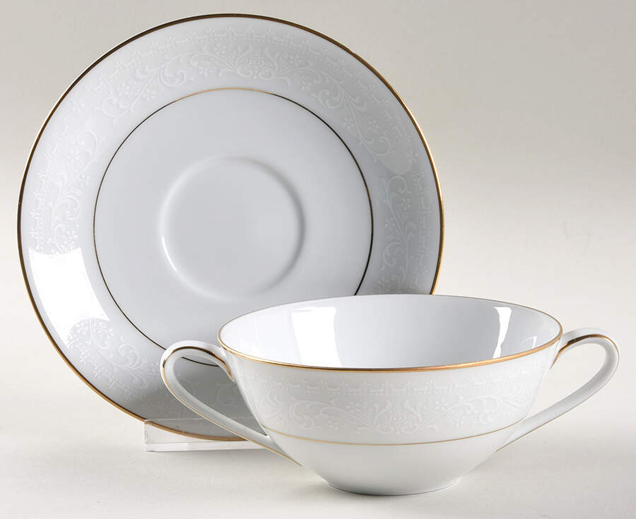 Guenevere Flat Cream Soup Bowl & Saucer Set by Noritake-1