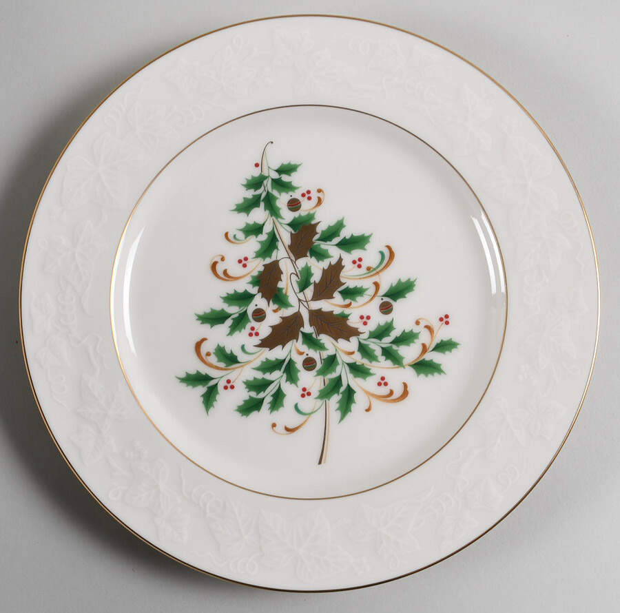 Halls of Ivy (Gold Trim) Holiday Salad Plate by Noritake-1
