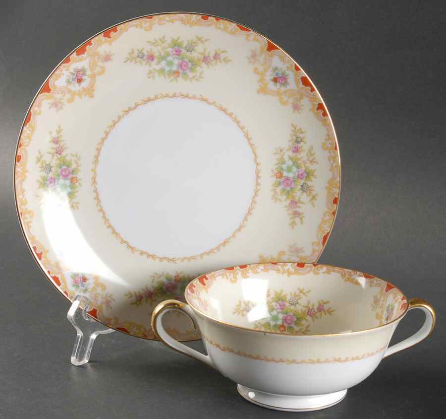 Hampton Footed Cream Soup Bowl & Saucer Set by Noritake-1