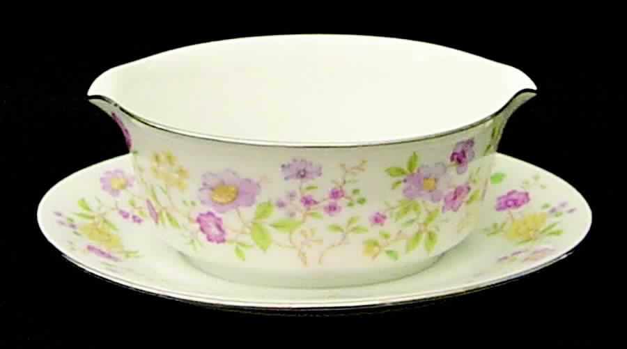 Harmony (Platinum Trim) Gravy Boat with Attached Underplate by Noritake-1