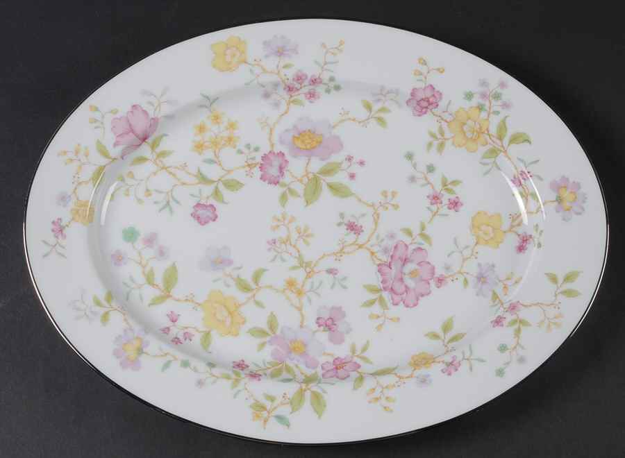 Harmony (Platinum Trim) 13" Oval Serving Platter by Noritake-1