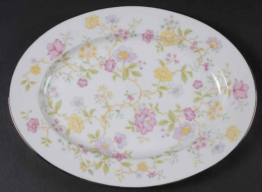 Harmony (Platinum Trim) 11" Oval Serving Platter by Noritake-1