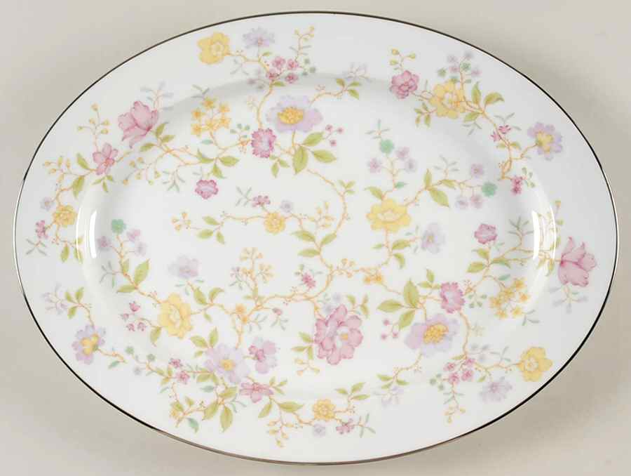 Harmony (Platinum Trim) 16" Oval Serving Platter by Noritake-1