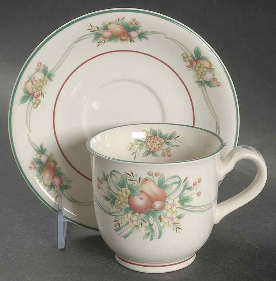 Harvest Ribbon Footed Cup & Saucer Set by Noritake-1