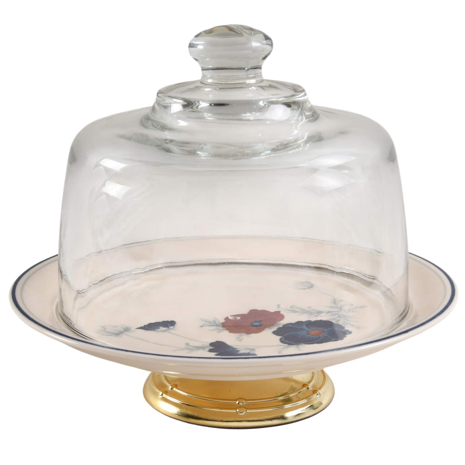 Harlequin 6 1/2"-7 1/2" Footed Cheese Plate w/ Glass Dome HC by Noritake-1