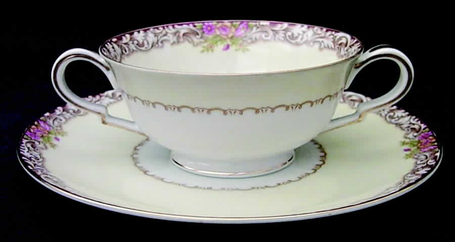 Harmony (Gold Trim) Footed Cream Soup Bowl & Saucer Set by Noritake-1