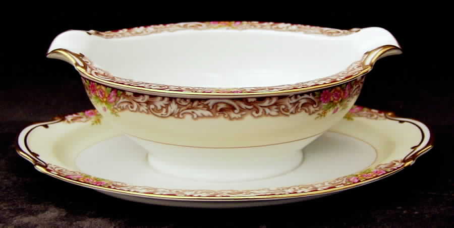 Harmony (Gold Trim) Gravy Boat with Attached Underplate by Noritake-1