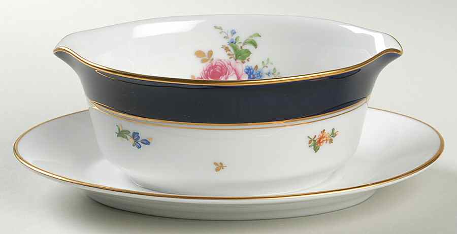 Hapsburg Rose Gravy Boat with Attached Underplate by Noritake-1