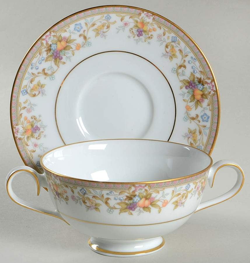 Harvesting Footed Cream Soup Bowl & Cup Saucer Set by Noritake-1