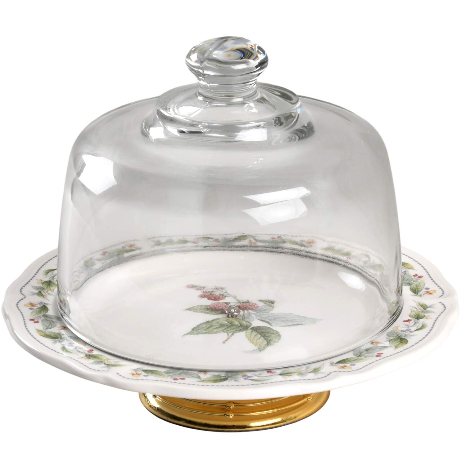 Harvest Treasure 6 1/2"-7 1/2" Footed Cheese Plate w/ Glass Dome HC by Noritake-1