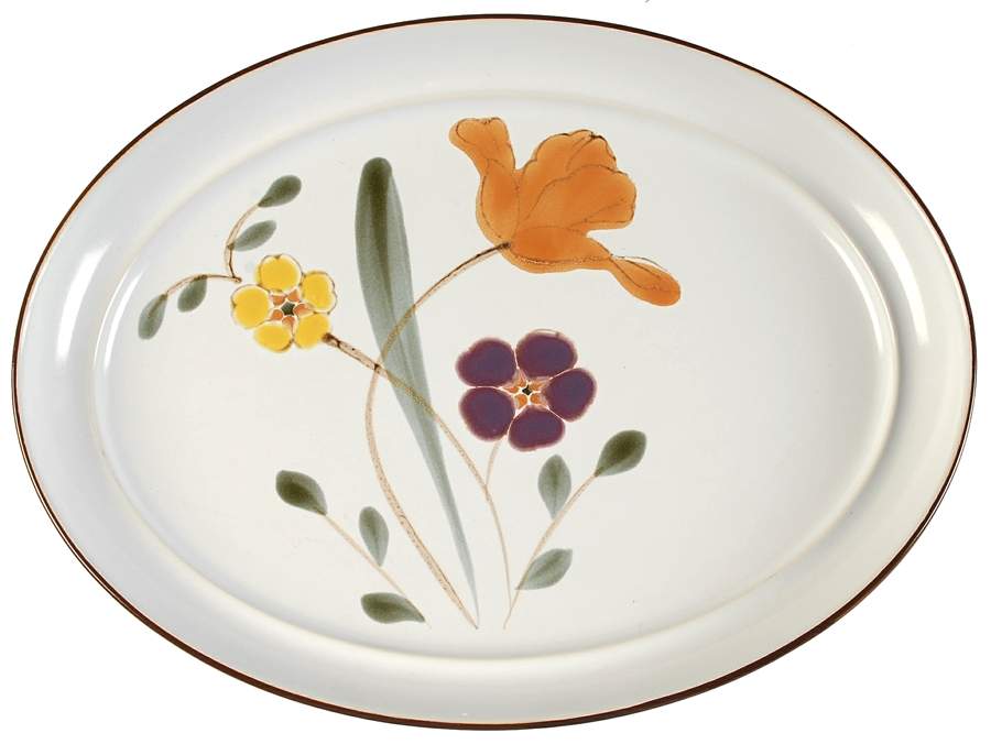 Hello Spring Brown 14" Oval Serving Platter by Noritake-1