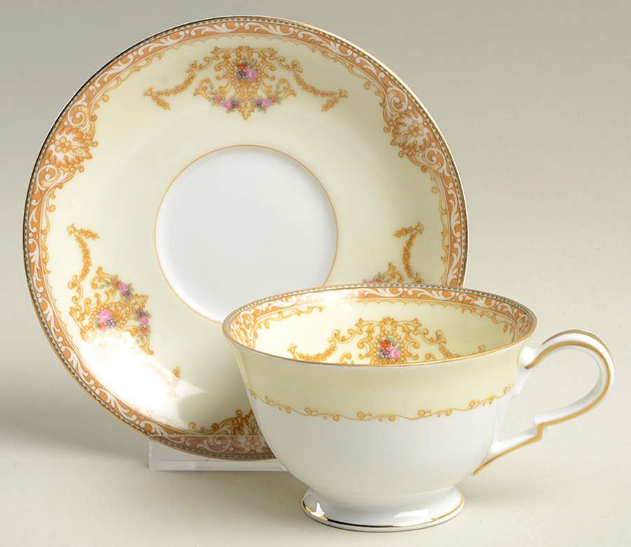 Hibiscus Footed Cup & Saucer Set by Noritake-1