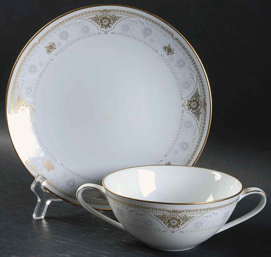 Highclere Flat Cream Soup Bowl & Saucer Set by Noritake-1