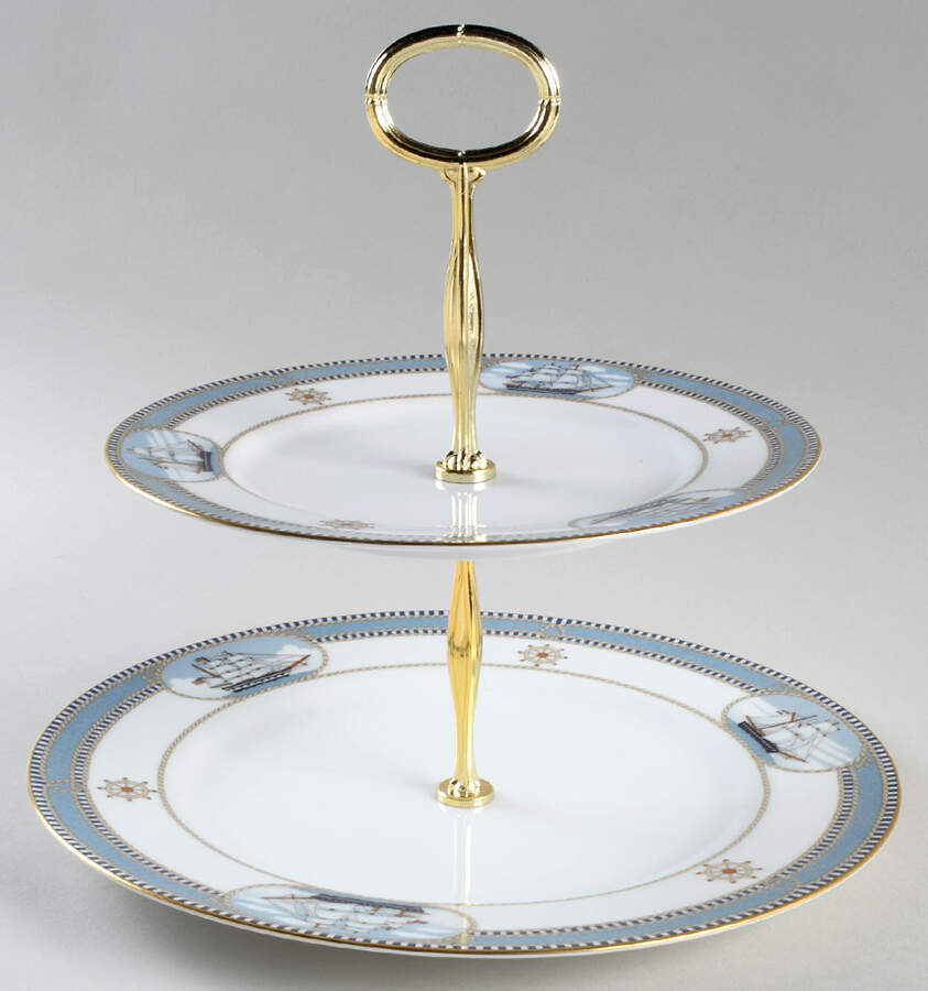 High Sails 6 5/8"-10"  2 Tiered Serving Tray (Dp, Sp) HC by Noritake-1