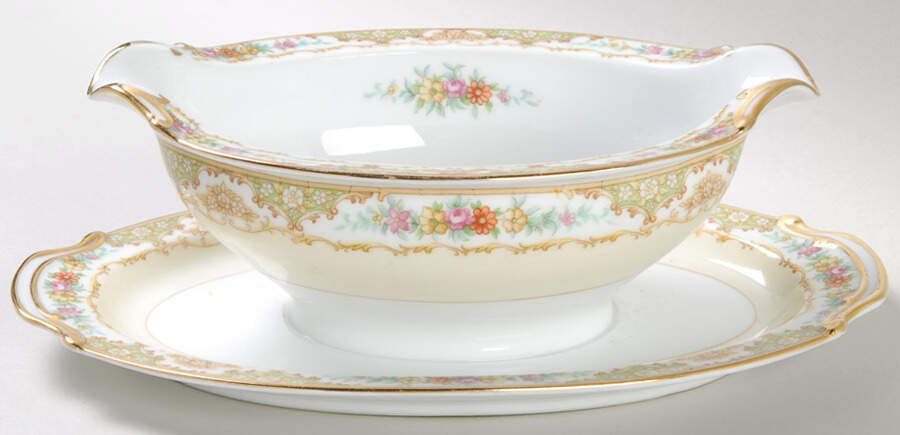 Hobbema Gravy Boat with Attached Underplate by Noritake-1