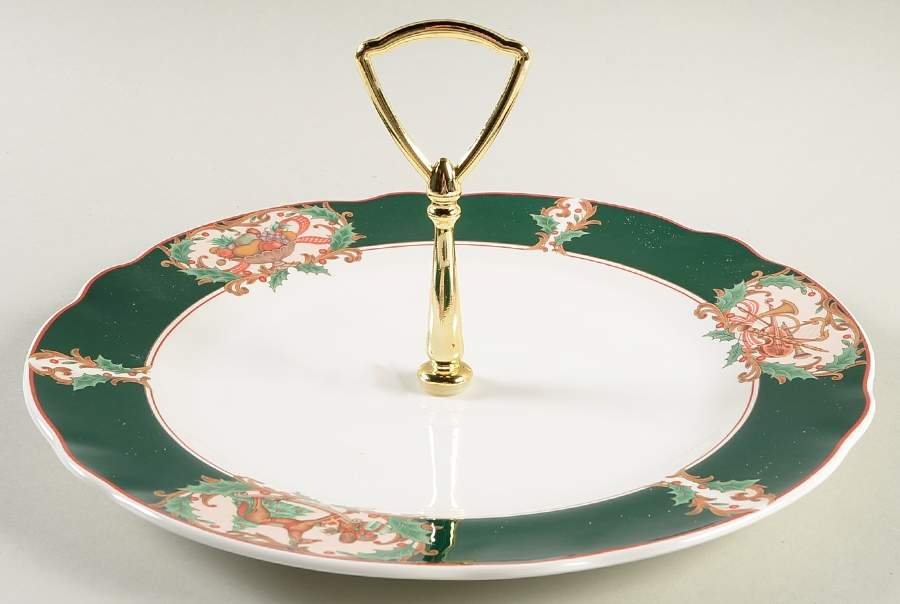 Home For Christmas Round Serving Plate with Handle (DP) by Noritake-1