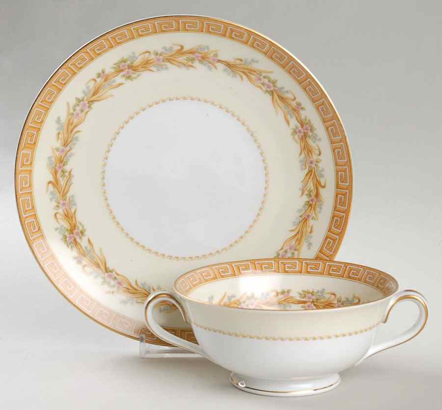 Holbein Footed Cream Soup Bowl & Saucer Set by Noritake-1