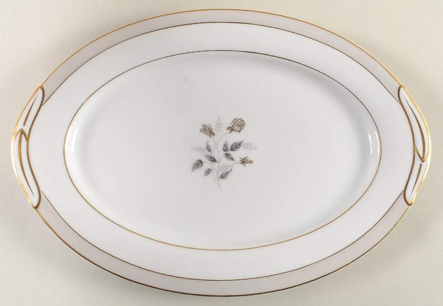 Holbrook (Gold Trim) 12" Oval Serving Platter by Noritake-1