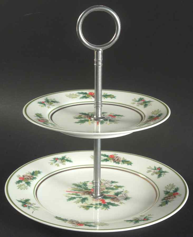 Holly 2-Tiered Serving Tray (Salad & Bread/Butter Plate) by Noritake-1